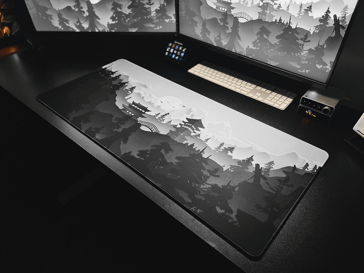 Lost Shrine Temple - Mono - MacvethOS Artisan Deskmat